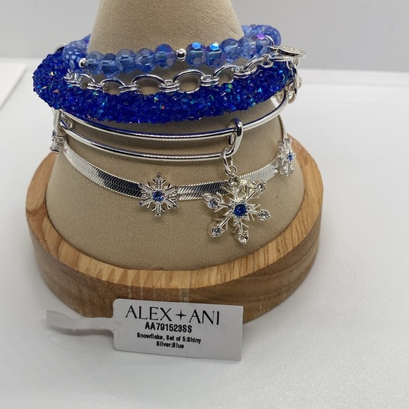 ❄️ALEX AND ANI❄️Snowflake Bracelet Set of 5 in Shiny Silver/NWT - Picture 2 of 16